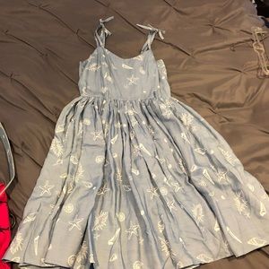 Baby blue sea shell dress pin up style retro 50s